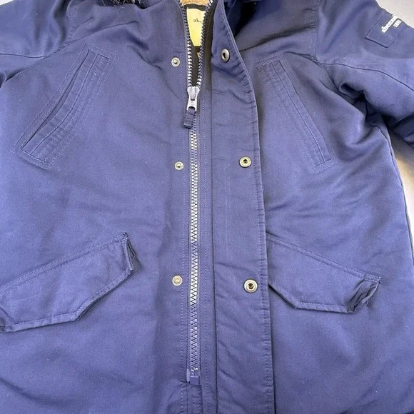 Abercrombie Kids Navy Parka Jacket Size 13/14 XL Sherpa Lined Fur Hood Coat - Picture 3 of 16